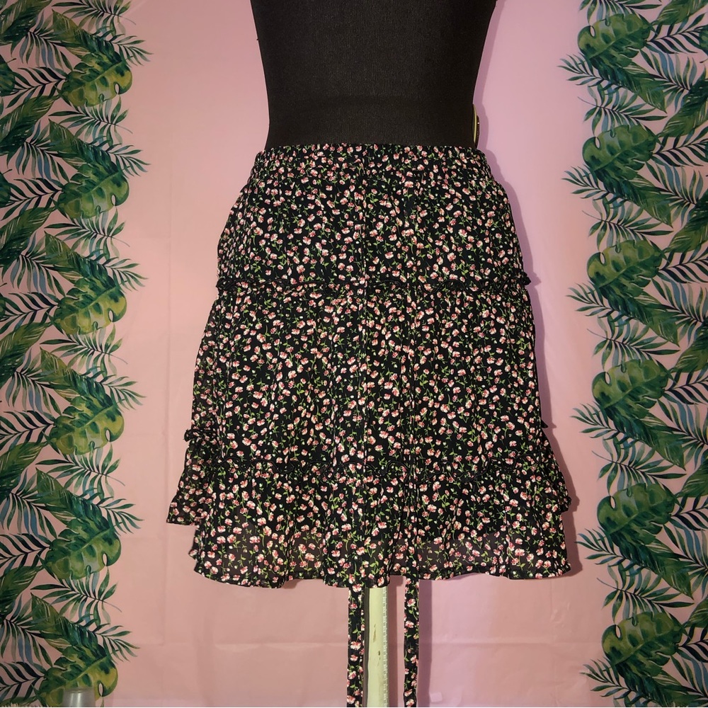 Sienna Sky Black Floral Lined Mini Skirt